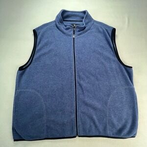 VTG Consensus Sportswear Mens XXL Blue Full Zip Fleece Vest Mock Neck Sleeveless